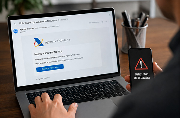 Intent de phishing que suplanta Hisenda a través d’un missatge fraudulent